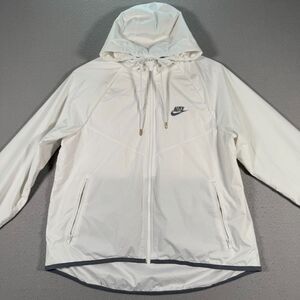Nike Windbreaker Full Zip Womens Small White Swoosh Lightweight Active BV3939100